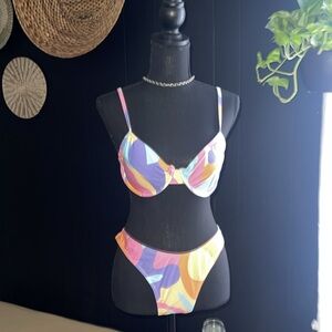 Large blue purple, pink orange, yellow bathing suit new